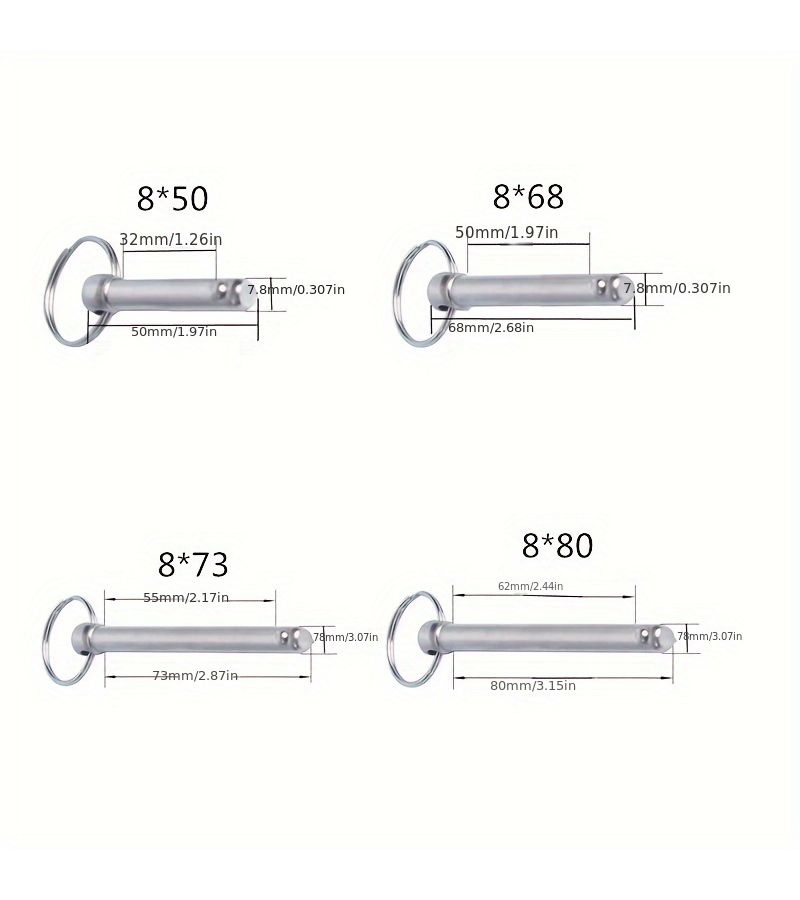 قطعتان من دبابيس الإغلاق السريع المصنوعة من الفولاذ الكربوني مع حلقات M6 70 تصميم مشقوق مزود بنابض لمعدات الجيم يتم الشحن - Image 2