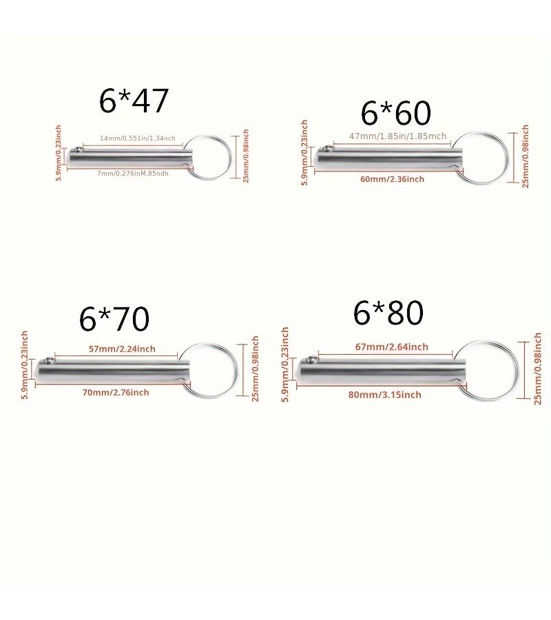 قطعتان من دبابيس الإغلاق السريع المصنوعة من الفولاذ الكربوني مع حلقات M6 70 تصميم مشقوق مزود بنابض لمعدات الجيم يتم الشحن - Image 3