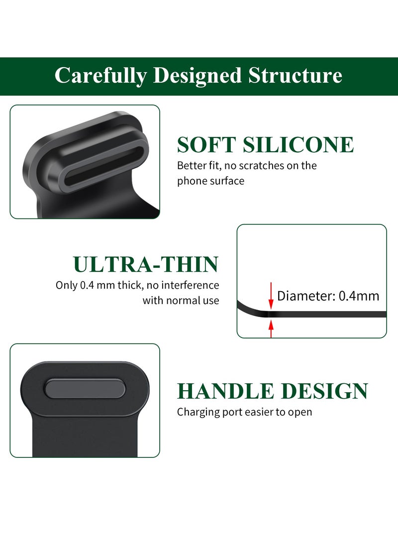 Vesaneae 4 Pieces USB C Anti-Dust Taps, Type C Anti-Dust Taps, Silicone Anti-Dust Taps, Mobile Anti-Dust Taps, USB C Anti-Dust Tapas for Type-C Phones and Tablets (Black) - Image 3