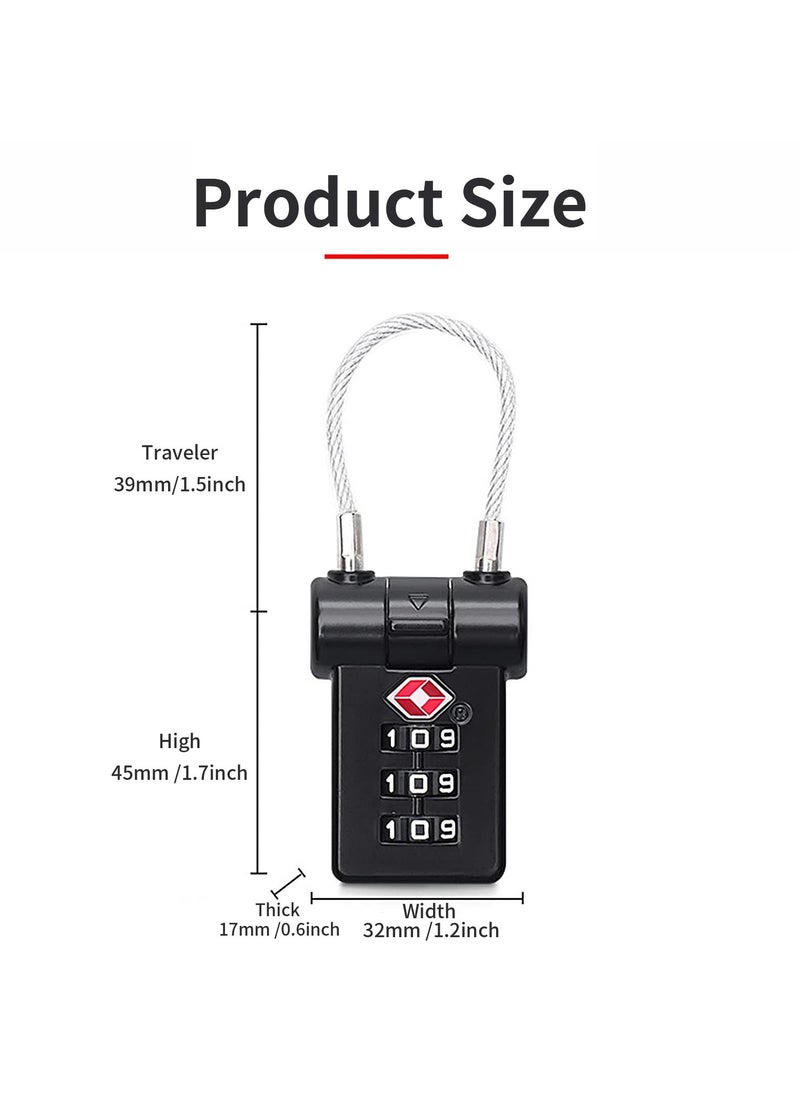 SYOSI SYOSI 2 Pcs TSA Luggage Locks, 3 Digit Combination Padlock for Suitcase Zipper, TSA Luggage Password Lock for Travel Suitcases Luggage Bag Case (Black)  - Image 2