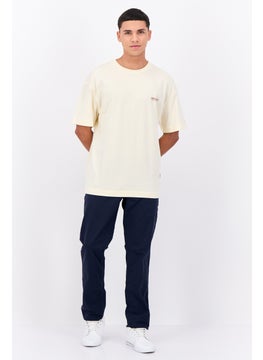 Jack Jones Men Crew Neck Short Sleeves Printed T-Shirt, Butter Cream  - Image 4