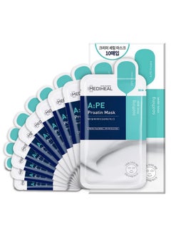 MEDIHEAL A: Pe Proatin Sheet Mask, Pack Of 10, Soothing And Strengthening Skin Barrier Face Mask With Amino Acid And Latobacillus, High Moisture Creamy Essence, Calms Irritated And Sensitive Skin 