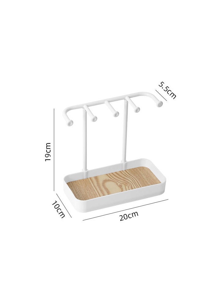 Jewelry Display Stand , Easy-To-Reach Jewelry Display Stand,Jewelry Hanging Organizer,Ring Stand/Necklace Stand/Bracelet,With Storage Basket For Lipstick/Hair Band,With 5 Hooks - Image 2