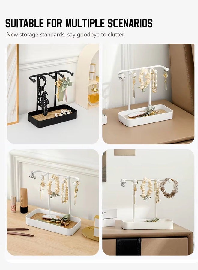 Jewelry Display Stand , Easy-To-Reach Jewelry Display Stand,Jewelry Hanging Organizer,Ring Stand/Necklace Stand/Bracelet,With Storage Basket For Lipstick/Hair Band,With 5 Hooks - Image 5