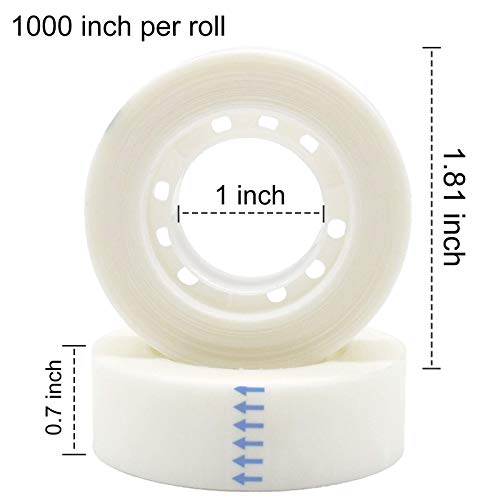 OWLKELA 12 Rolls Matte Adhesive Tape, Matte Finish Invisible Tape, Foggy Translucent Tape Great for Correction and Labeling, Compatible with Standard Tape Dispenser, 0.7 in x 1000 Inches - Image 2