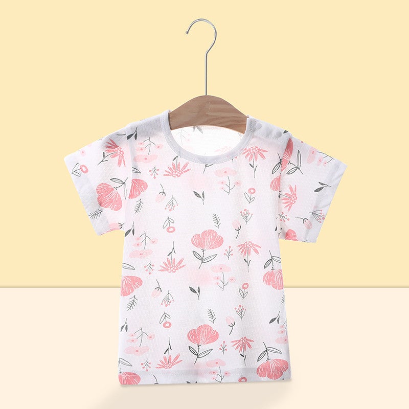 Baby Crewneck Short-Sleeved T-Shirt Men'S And Women'S Children'S 1-3 Years Old Top Infant Summer Cotton Breathable Half-Sleeved Base Shirt - Image 1