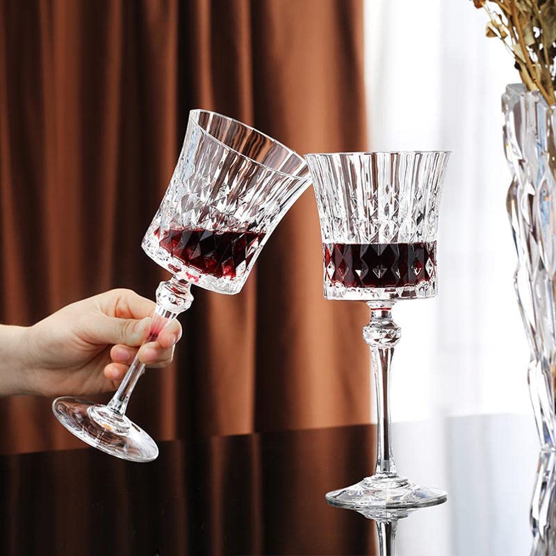 BLISS START Crystal Wine Glasses Crystal Carving Wine GlassElegant Carving Design and Luxury Wine Glasses Unique Red Wine Glass Gift for Women or Men 170ml Transparent Set of 6 - Image 2