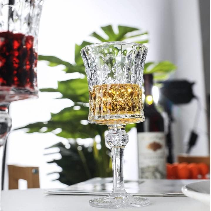 BLISS START Crystal Wine Glasses Crystal Carving Wine GlassElegant Carving Design and Luxury Wine Glasses Unique Red Wine Glass Gift for Women or Men 170ml Transparent Set of 6 - Image 5
