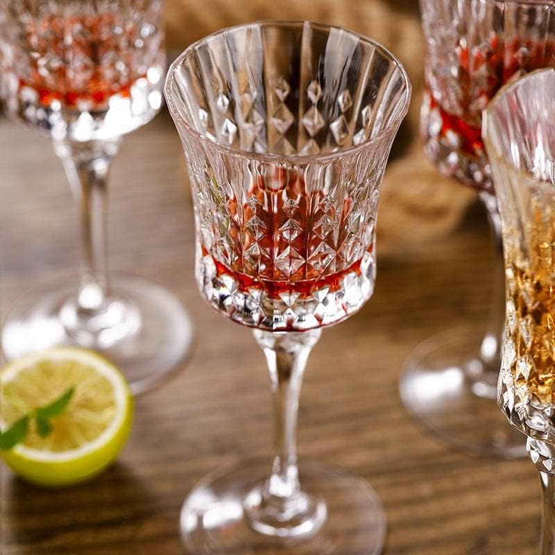 BLISS START Crystal Wine Glasses Crystal Carving Wine GlassElegant Carving Design and Luxury Wine Glasses Unique Red Wine Glass Gift for Women or Men 170ml Transparent Set of 6 - Image 3