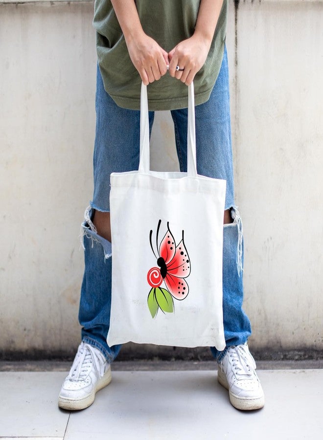 Clapcart Reusable Zipper Tote Bag for Women/Girls | Multipurpose 100% Organic Cotton Printed Tote Bags | Shopping/Grocery Bags | Sturdy Canvas Bag with 12kgs Capacity (Butterfly images Prints) - Image 4