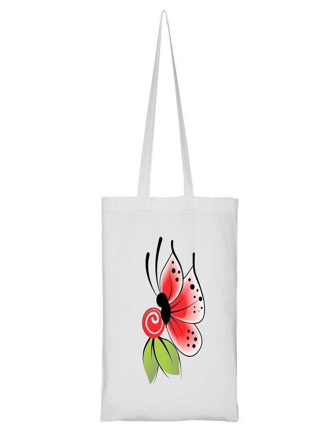 Clapcart Reusable Zipper Tote Bag for Women/Girls | Multipurpose 100% Organic Cotton Printed Tote Bags | Shopping/Grocery Bags | Sturdy Canvas Bag with 12kgs Capacity (Butterfly images Prints) - Image 2