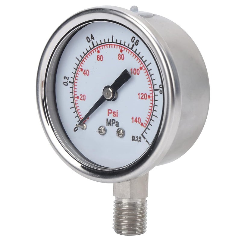 مقياس ضغط من الفولاذ المقاوم للصدأ 0-10 ميجاباسكال M14x1.5 تركيب عمودي هيكل معدني متين - Image 3