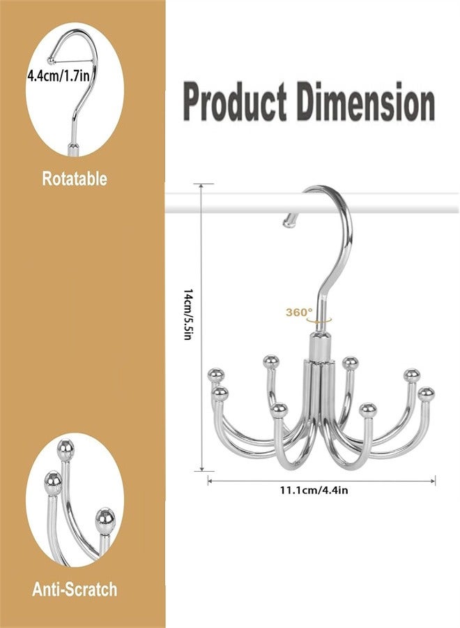 Belt Hanger, Rotatable Belt Rack Closet Accessories Metal Belt Rack for Closet Organizer with 8 Hanging Hooks for Belt, Tank Top, Tie, Scarf, Purse  - Image 2