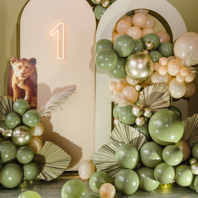 RUBFAC Sage Green Balloons 129pcs Different Sizes 18 12 10 5 Inch, Olive Green Latex Balloon Garland Arch Kit for Birthday Party Graduation Baby Shower Wedding Safari Jungle Balloon Decoration - Image 5