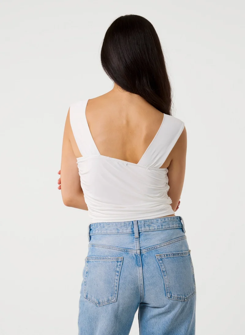 Pink Vanilla Gold Buckle Front Crop Top