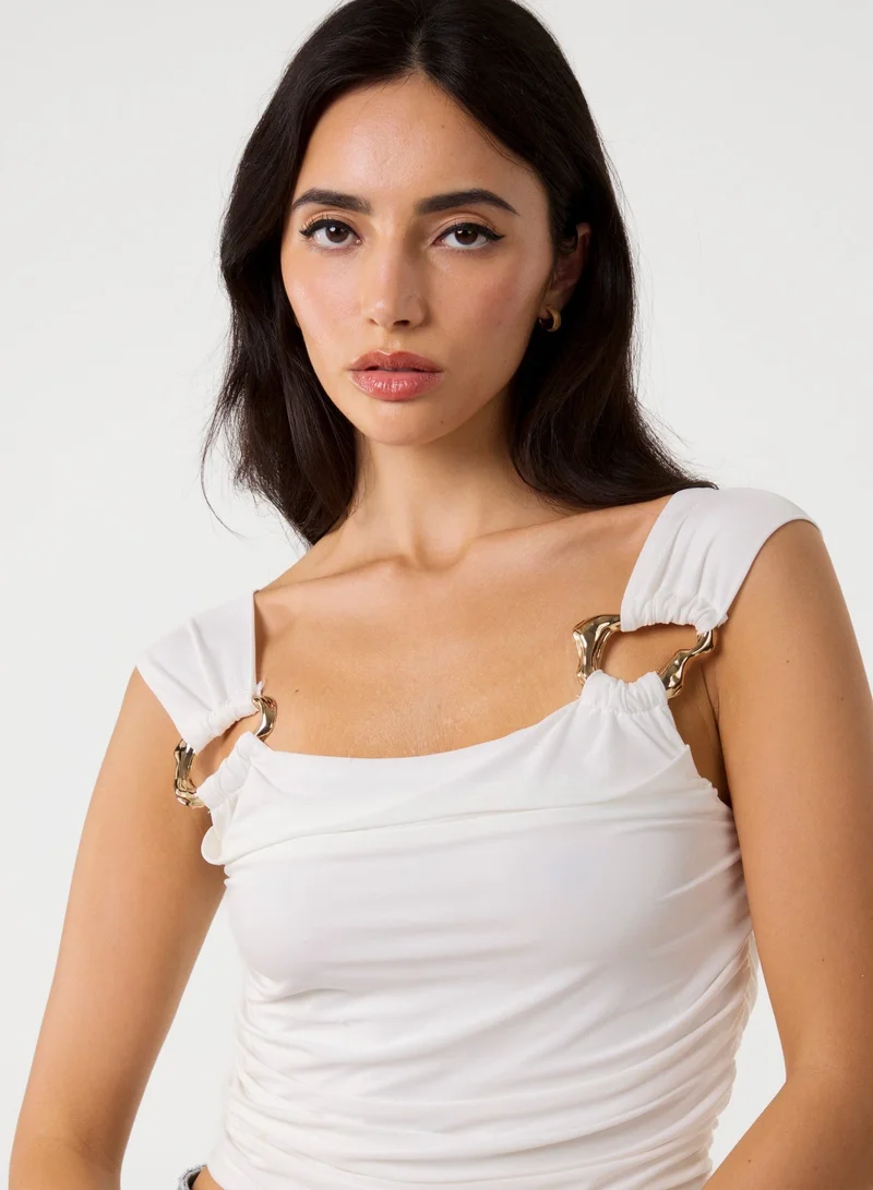 Pink Vanilla Gold Buckle Front Crop Top