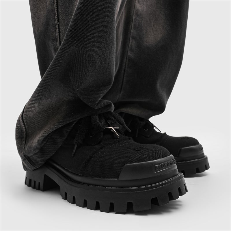 Four-Pointed Star Derby Shoes For Men, American Retro Denim Destroyed Big-Toe Shoes, Heightening Thick-Soled Workwear Casual Shoes For Women - Image 4