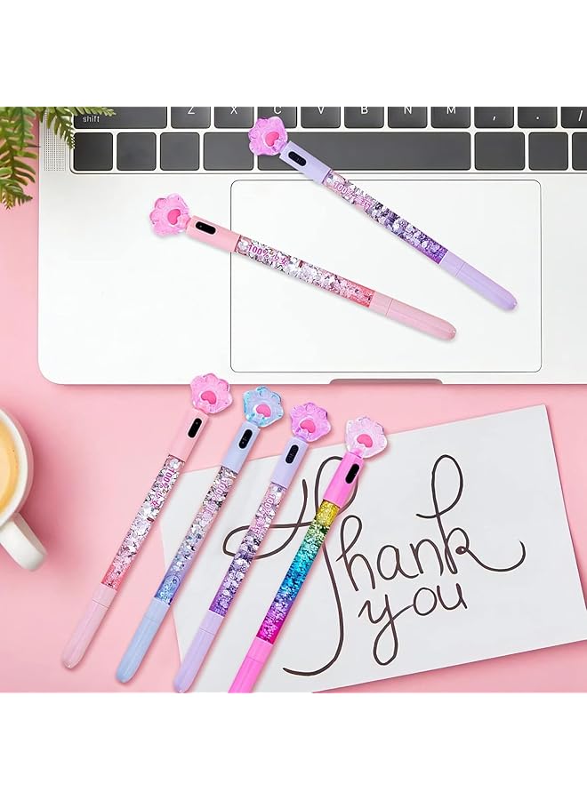 erorex 8 Pcs Pens Pens Fun Pens 0.5Mm Cat Paw Love Light Up Ballpoint Pens Black Writing Gel Pens Suitable For School Office Kids Girls And Women. - Image 5