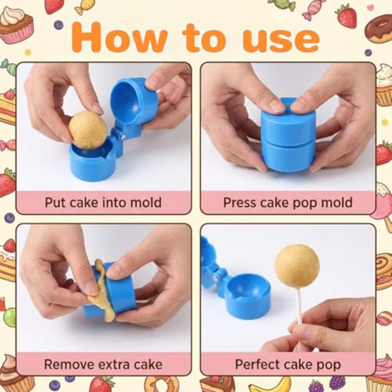 2 Pack Cake Pop Mold Press Set, Round Circle Cake Pop Cutter and Pusher, ABS Baking Tools Accessories, DIY Mini Cakes for Birthday Parties Wedding Desserts - Image 5