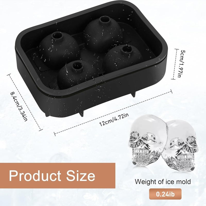 Melbify Skull Shape Ice Cube Tray with Funnel Silicone Ice Cube Mold Freezer Ice Maker for Cocktails Whiskey Bourbon Juice Baking Cup Cakes Perfect for HomeRestaurants Bar - Image 4