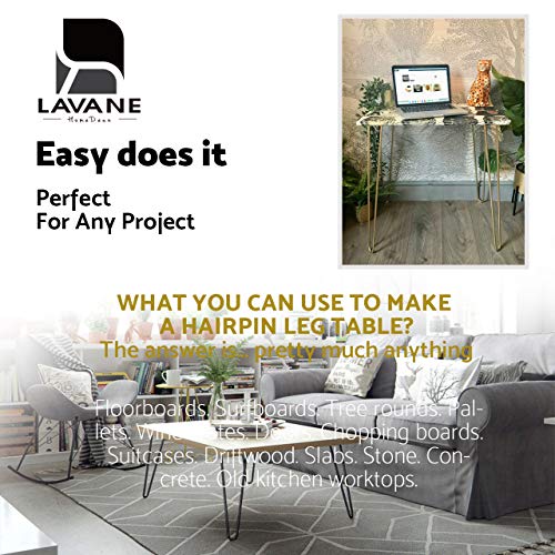 La Vane 8 inch Hairpin Table Legs (4-Pack), 20cm Mid-Century Modern Metal Furniture Legs for Coffee Table, Desk, Cabinet, TV Stand, Bench - with Screws & Floor Protectors - Image 2