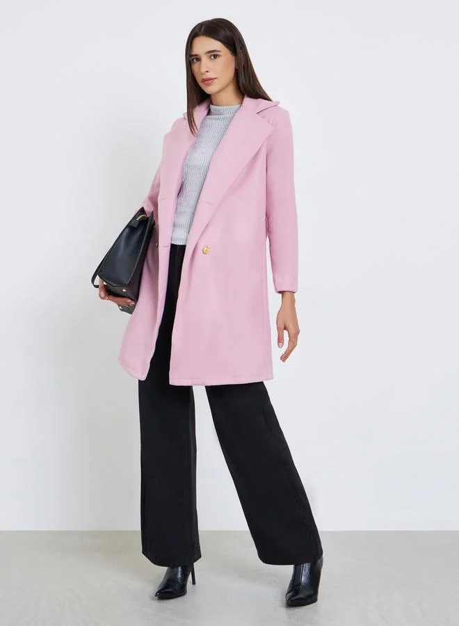 Take Two Light Pink Midi Button Coat