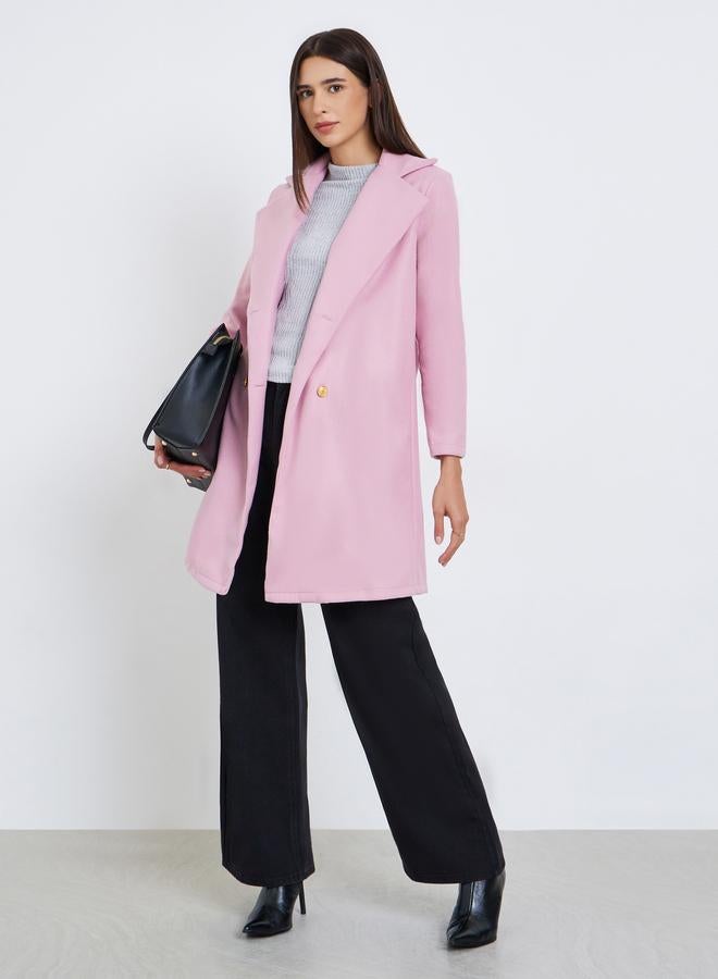 Take Two Light Pink Midi Button Coat - Image 2
