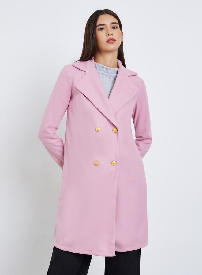 Take Two Light Pink Midi Button Coat - Image 3