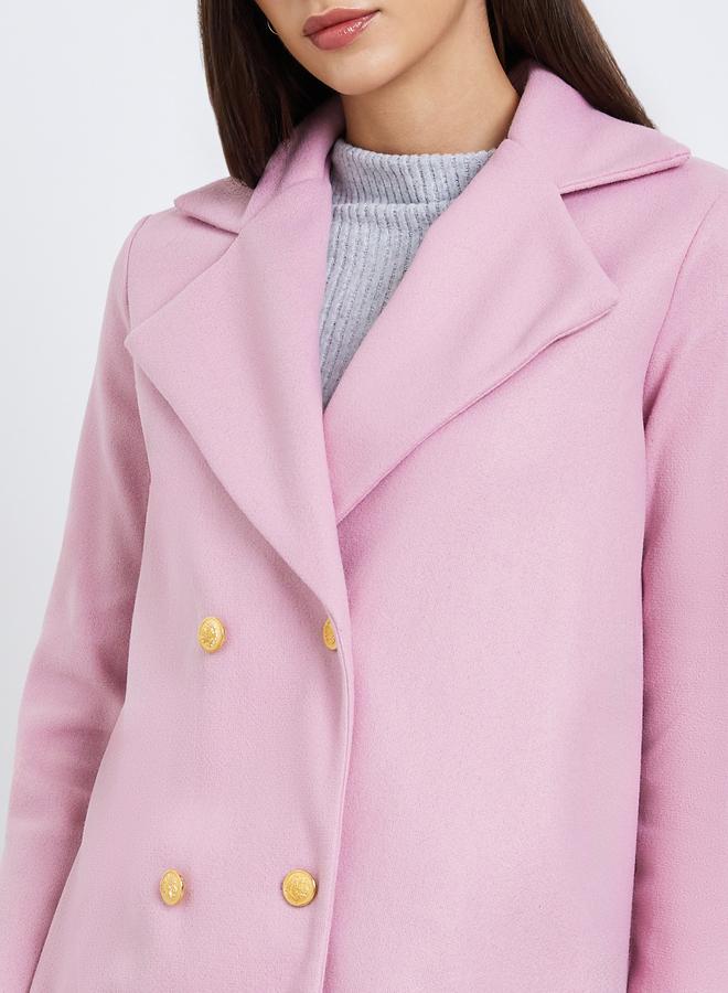 Take Two Light Pink Midi Button Coat - Image 4
