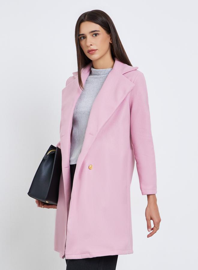 Take Two Light Pink Midi Button Coat - Image 1