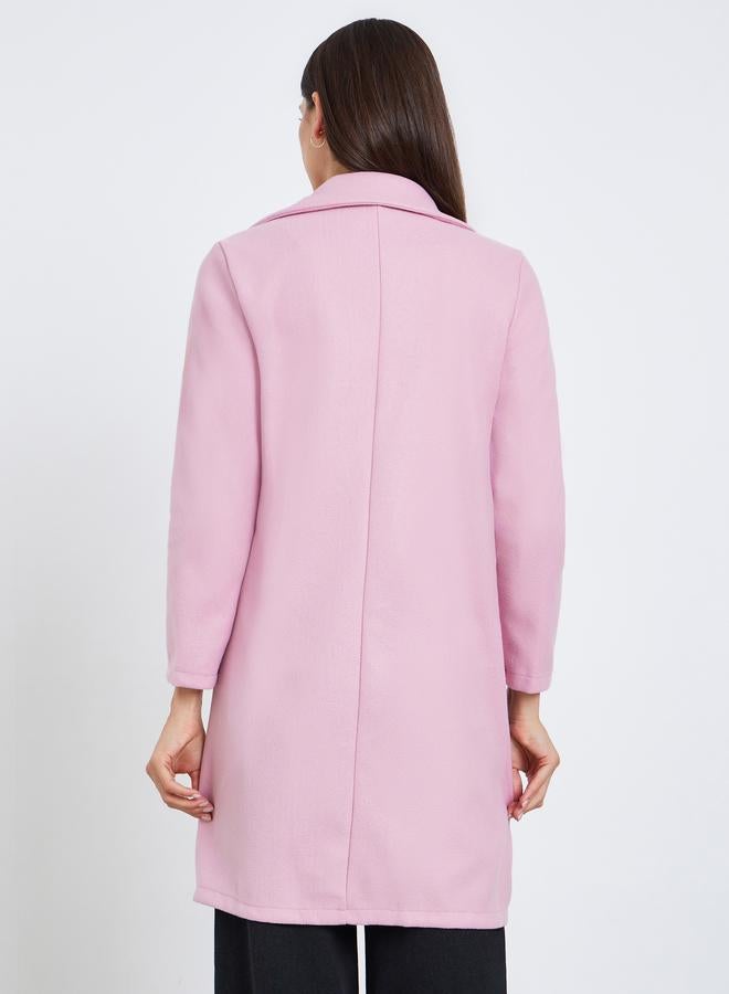 Take Two Light Pink Midi Button Coat - Image 5