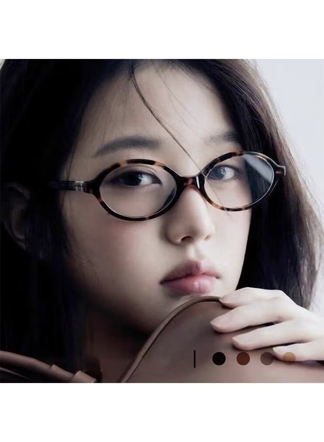 YJ Ladies' blue light blocking glasses, blue light filter, glasses for computer reading, gaming, TV, and mobile phones, stylish anti-eye fatigue and headache glasses, leopard print retro oval glasses frame, 1 piece. - Image 5