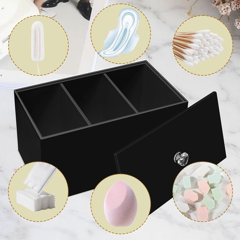 DELIPPLY Tampon Box for Bathroom Tampons and Pads Storage Holder Women Period Organizer Container Black - Image 5