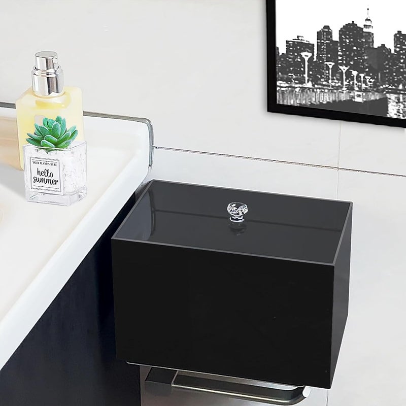 DELIPPLY Tampon Box for Bathroom Tampons and Pads Storage Holder Women Period Organizer Container Black - Image 4