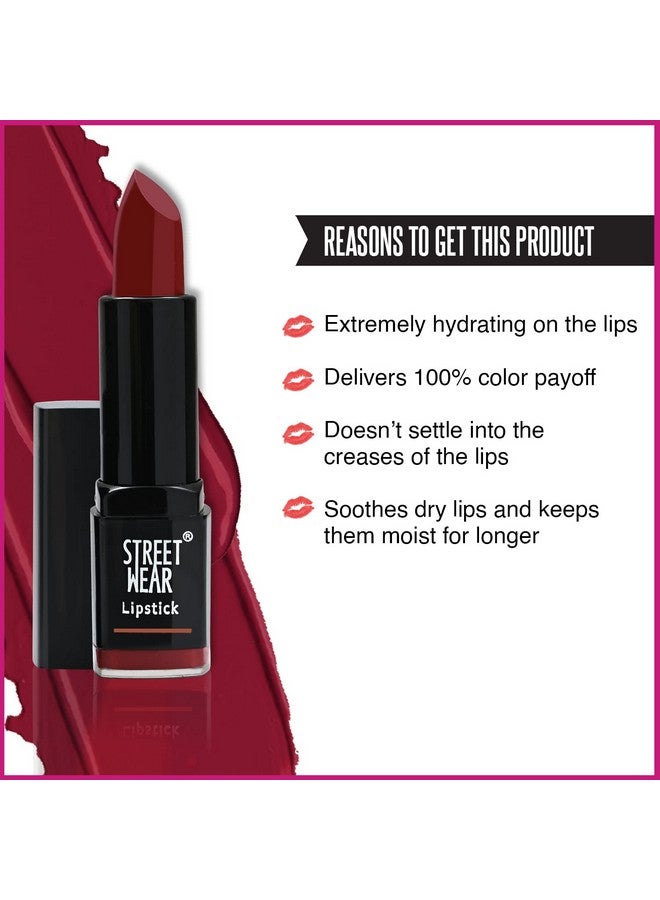 STREET WEAR Satin Smooth Lipstick -AMBER BROWN (Brown) - 4.2 gms - Longwear Creme Lipstick, Moisturizing, Creamy Formuation, 100% Color payoff, Enriched with Aloe vera, Vitamin E and Shea Butter - Image 4