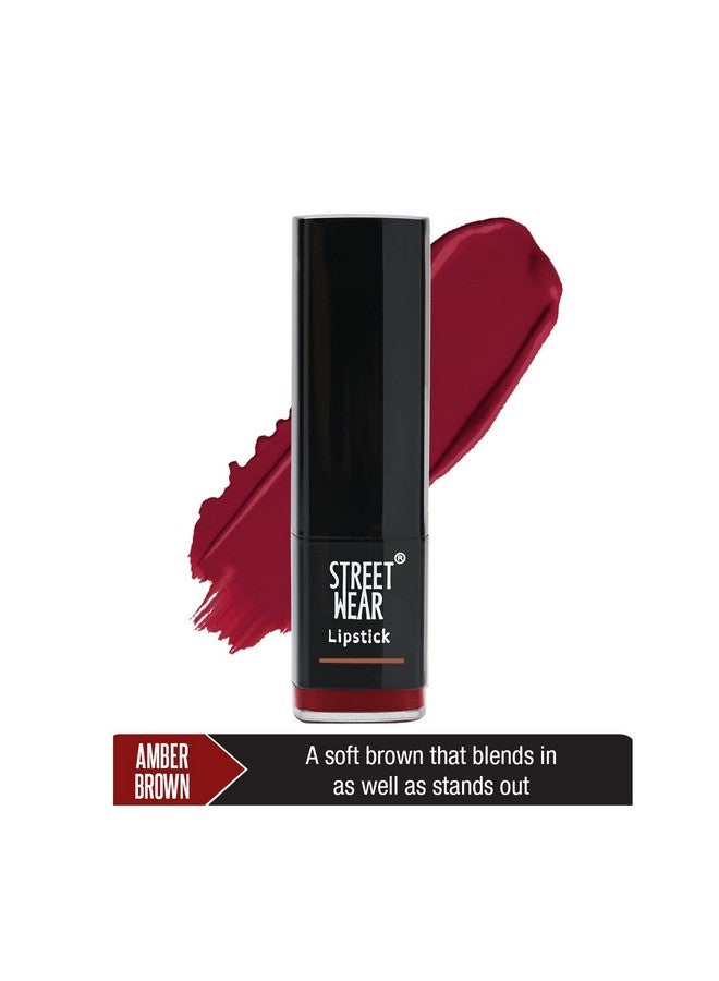 STREET WEAR Satin Smooth Lipstick -AMBER BROWN (Brown) - 4.2 gms - Longwear Creme Lipstick, Moisturizing, Creamy Formuation, 100% Color payoff, Enriched with Aloe vera, Vitamin E and Shea Butter - Image 3