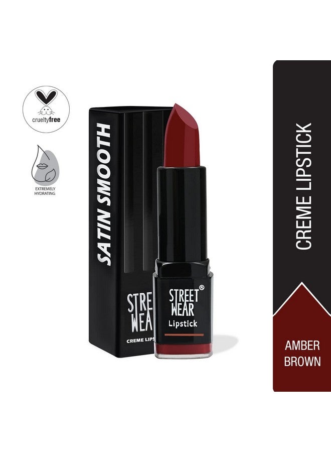 STREET WEAR Satin Smooth Lipstick -AMBER BROWN (Brown) - 4.2 gms - Longwear Creme Lipstick, Moisturizing, Creamy Formuation, 100% Color payoff, Enriched with Aloe vera, Vitamin E and Shea Butter - Image 2