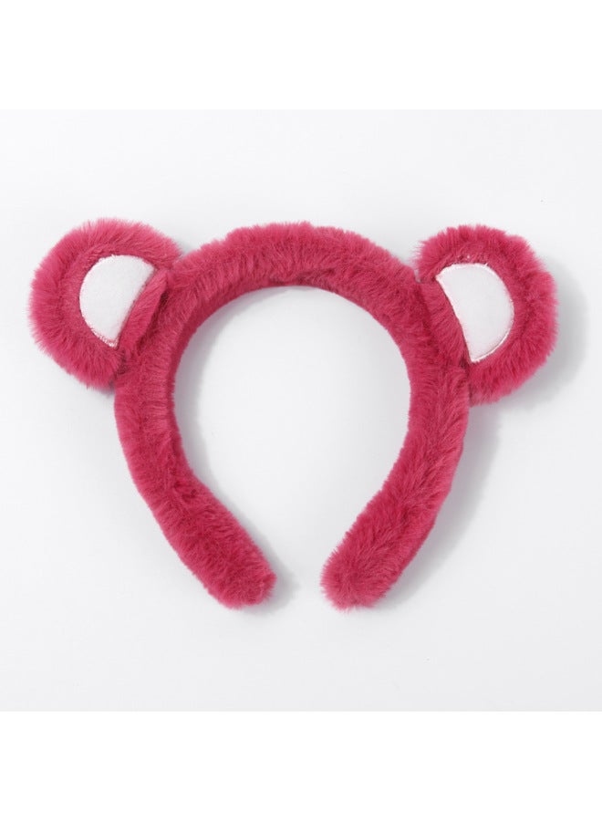 Animal Ear Headbands 56# strawberry bear headband Rose Red Halloween Costume Accessories Cute Fancy Headwear for Girls & Women - Image 1