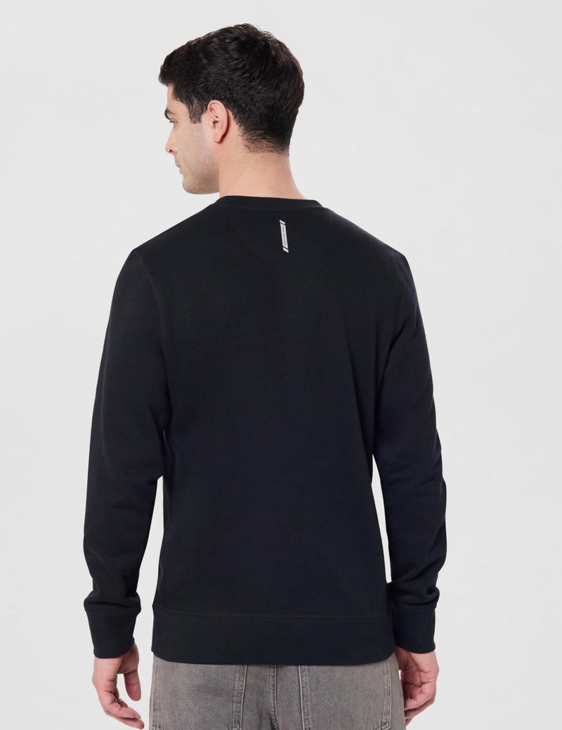 Van Heusen Athleisure Men Sweatshirt - Cotton Rich - Ultra Soft, Crew Neck, Long Sleeve_60076_Black_XXL - Image 3
