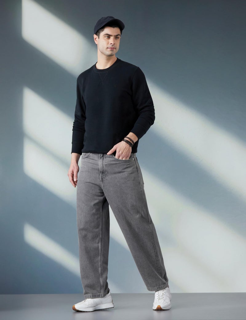 Van Heusen Athleisure Men Sweatshirt - Cotton Rich - Ultra Soft, Crew Neck, Long Sleeve_60076_Black_XXL - Image 2