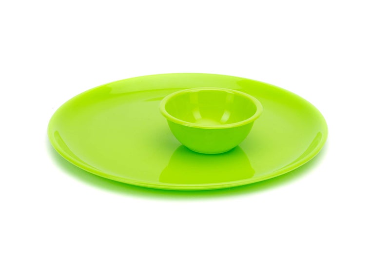 URMILA PLASTIC® Microwave Safe Unbreakable Round Dinner Set Big Plates 3 Small Plates 3 & 3 Pcs Katori, Made in India (Green, Set of 9) - Image 3