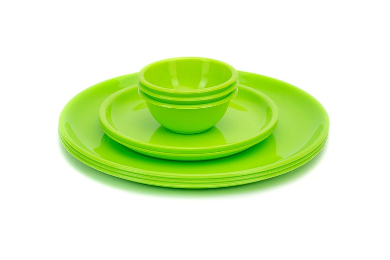 URMILA PLASTIC® Microwave Safe Unbreakable Round Dinner Set Big Plates 3 Small Plates 3 & 3 Pcs Katori, Made in India (Green, Set of 9) - Image 5