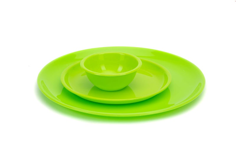 URMILA PLASTIC® Microwave Safe Unbreakable Round Dinner Set Big Plates 3 Small Plates 3 & 3 Pcs Katori, Made in India (Green, Set of 9) - Image 2