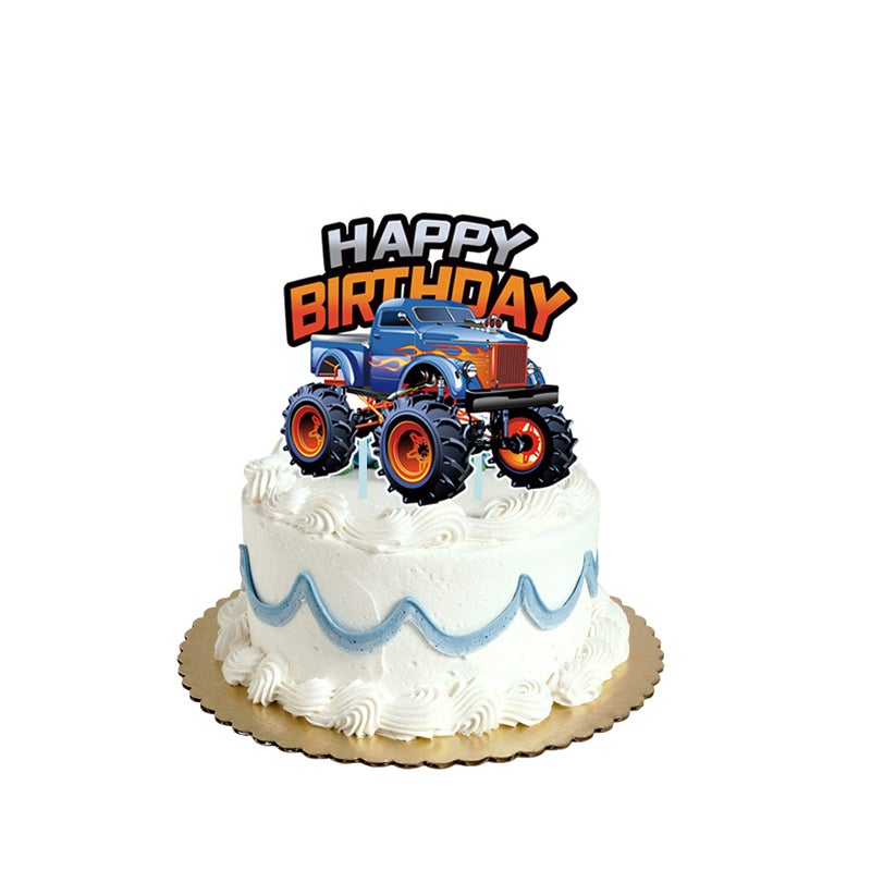 ALY Monster Truck Cupcake Topper Favors for Kids Birthday Party Cake Decorations - Image 3