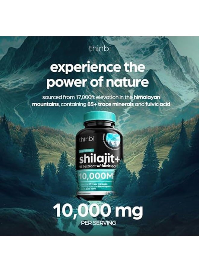Generic Thinbi Pure Himalayan Shilajit 10000mg Maximum Potency Organic Capsules 90 Count with Fulvic Acid & Trace Minerals for Enhanced Energy and Immune Support Men & Women Better Than Shilajit Resin  - Image 3