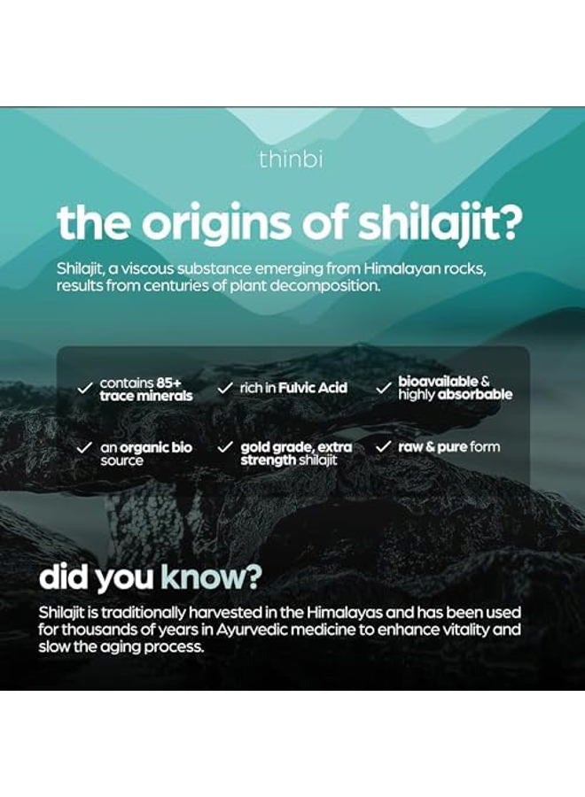 Generic Thinbi Pure Himalayan Shilajit 10000mg Maximum Potency Organic Capsules 90 Count with Fulvic Acid & Trace Minerals for Enhanced Energy and Immune Support Men & Women Better Than Shilajit Resin  - Image 5