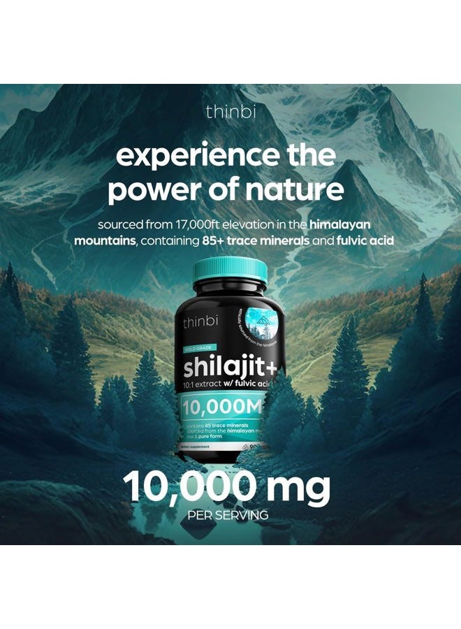 Generic Thinbi Pure Himalayan Shilajit 10000mg Maximum Potency Organic Capsules 90 Count with Fulvic Acid & Trace Minerals for Enhanced Energy and Immune Support Men & Women Better Than Shilajit Resin  - Image 2