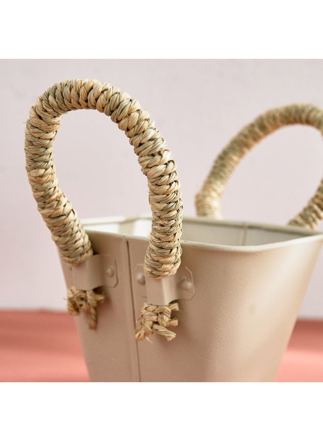 Home Box Bella Metal Taca Plant Basket with Sabai Handle - 13x13x11 cm - Image 3