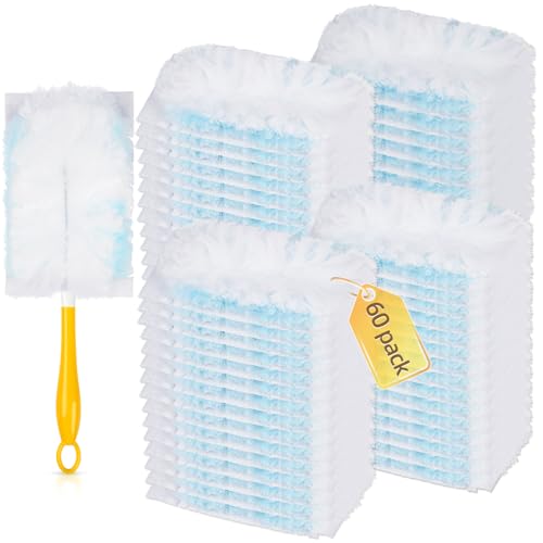 60 Count 180 Duster Refills Compatible with Dusters 180 Handle Dusters Heavy Duty MultiSurface Duster Replacement with 1 Extra Handle Unscented