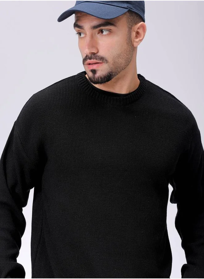 The Indian Garage Co Men Oversized Solid Crew Neck Sweater